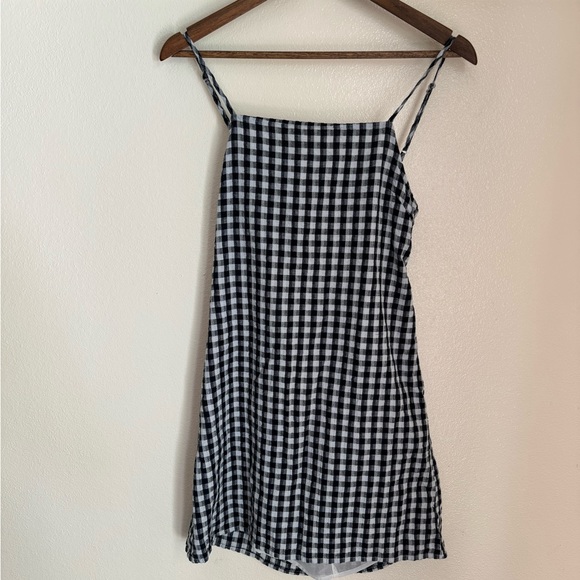 American Eagle S Black White Gingham Check Open Back Mini Dress - Picture 3 of 7